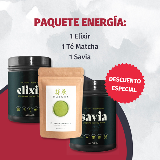 Paquete Energía: Elixir + Té Matcha + Savia