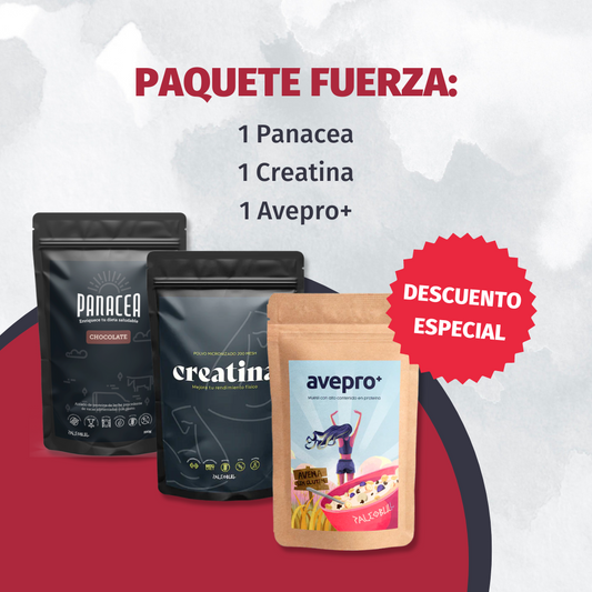 Paquete Fuerza: Panacea + Creatina 200 Mesh + Avepro+