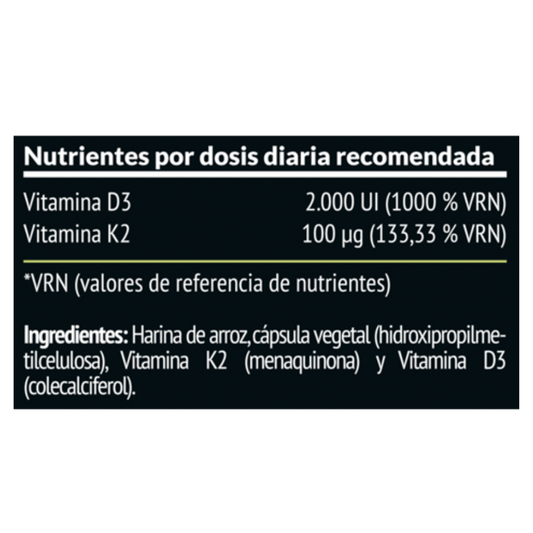 Suplemento DKbull Vitaminas D3 + K2 Cápsulas